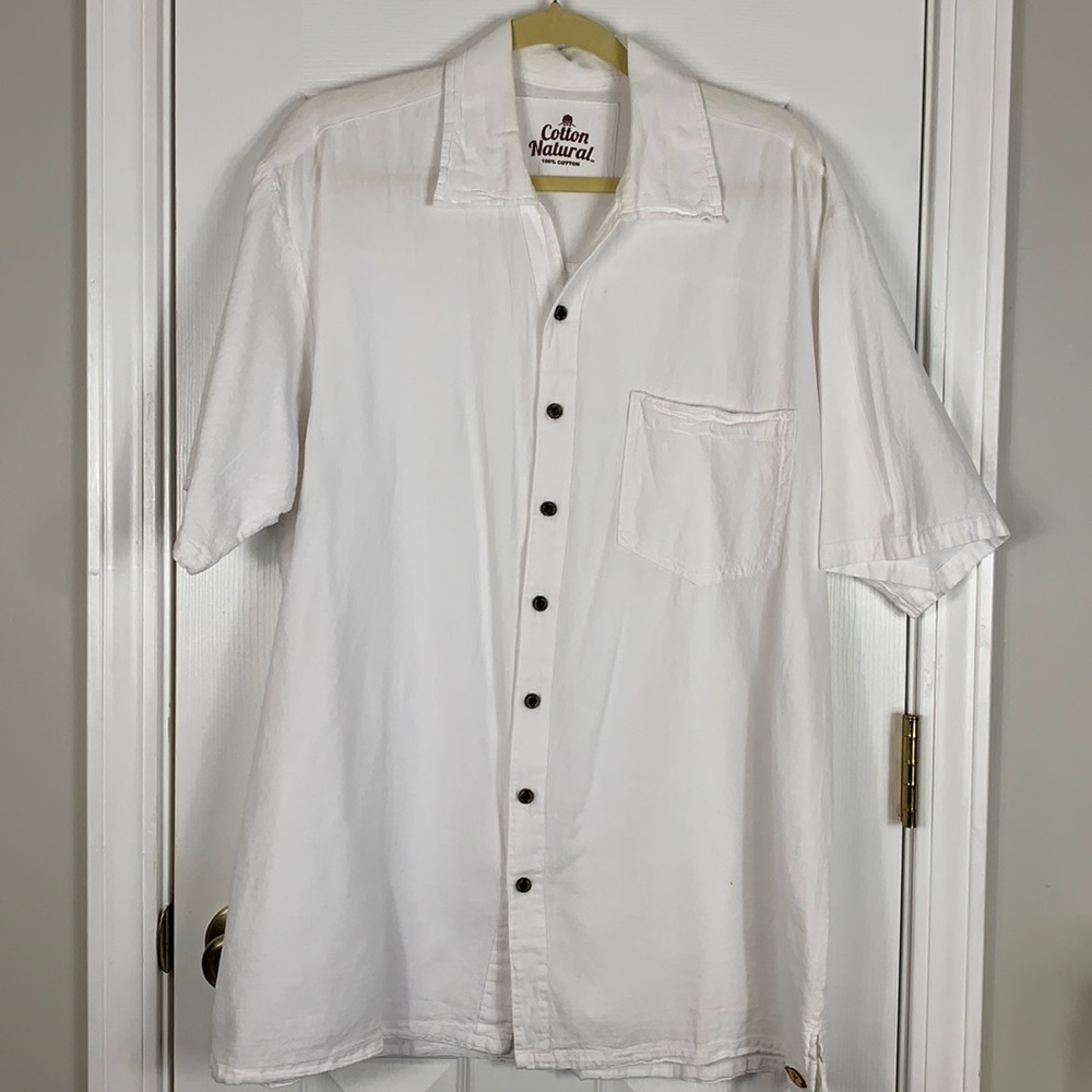 Cotton Natural 100% cotton white button shirt XL